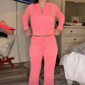 SKIMS Pink French Terry Pants S